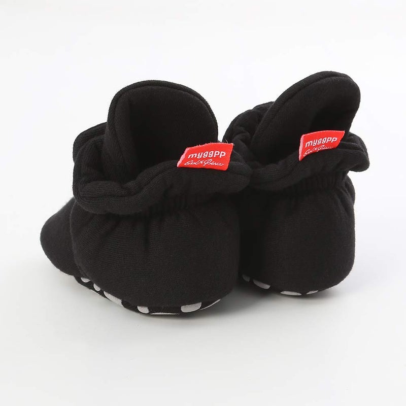 HsdsBebe Unisex Newborn Baby Cotton Booties Non-Slip Sole for Toddler Boys Girls Infant Winter Warm Fleece Cozy Socks Shoes(6-12 months) - Image 5