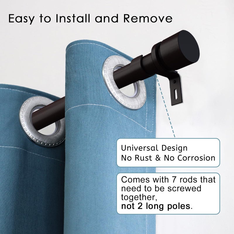 Byondeth Curtain Rods for Windows 16 to 120 Inches Adjustable Length 1 Inch Diameter Window Curtain Rod with Aluminium End Cap, Antique Bronze - Image 2