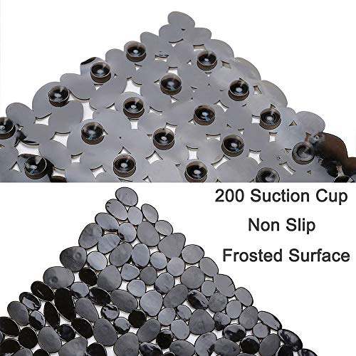 SONGZIMING Non-Slip Pebble Bathtub Mat Black 16 W x 35 L Inches (for Smooth/Non-Textured Tubs Only) Safe Shower Mat with Drain Holes  Suction Cups for Bathroom - Image 4