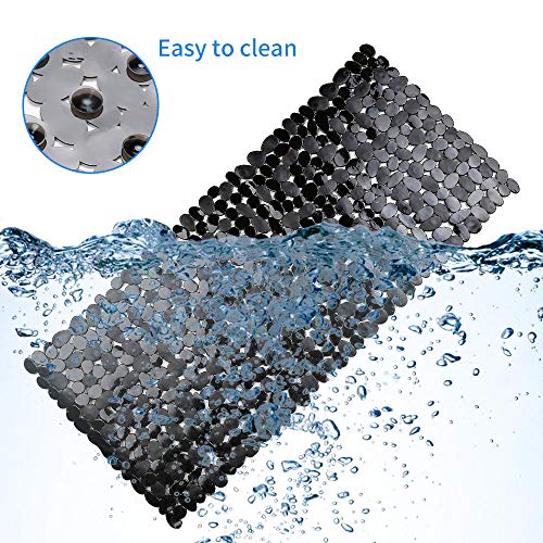 SONGZIMING Non-Slip Pebble Bathtub Mat Black 16 W x 35 L Inches (for Smooth/Non-Textured Tubs Only) Safe Shower Mat with Drain Holes  Suction Cups for Bathroom - Image 3