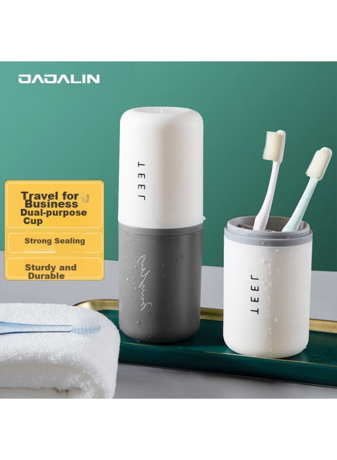 Jajalin Travel Toiletry Cup Set With 2 Detachable Toothbrush Cups, Creative Simple Toothbrush Holder Box For Travel - Image 1