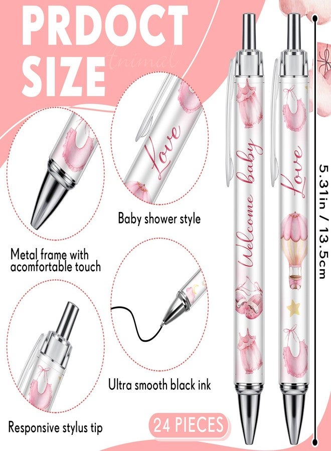 Chuangdi 24 Pcs Baby Shower Ballpoint Pens Favors Bulk Retractable Ballpoint Pen Black Ink with Baby Shower Gifts for Guests School Supply(Girl) - Image 2