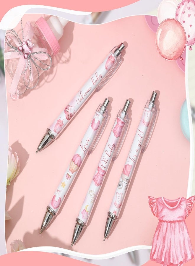 Chuangdi 24 Pcs Baby Shower Ballpoint Pens Favors Bulk Retractable Ballpoint Pen Black Ink with Baby Shower Gifts for Guests School Supply(Girl) - Image 3