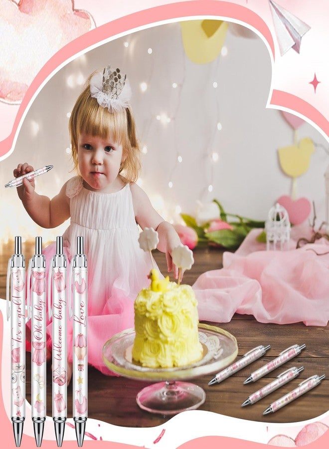 Chuangdi 24 Pcs Baby Shower Ballpoint Pens Favors Bulk Retractable Ballpoint Pen Black Ink with Baby Shower Gifts for Guests School Supply(Girl) - Image 5