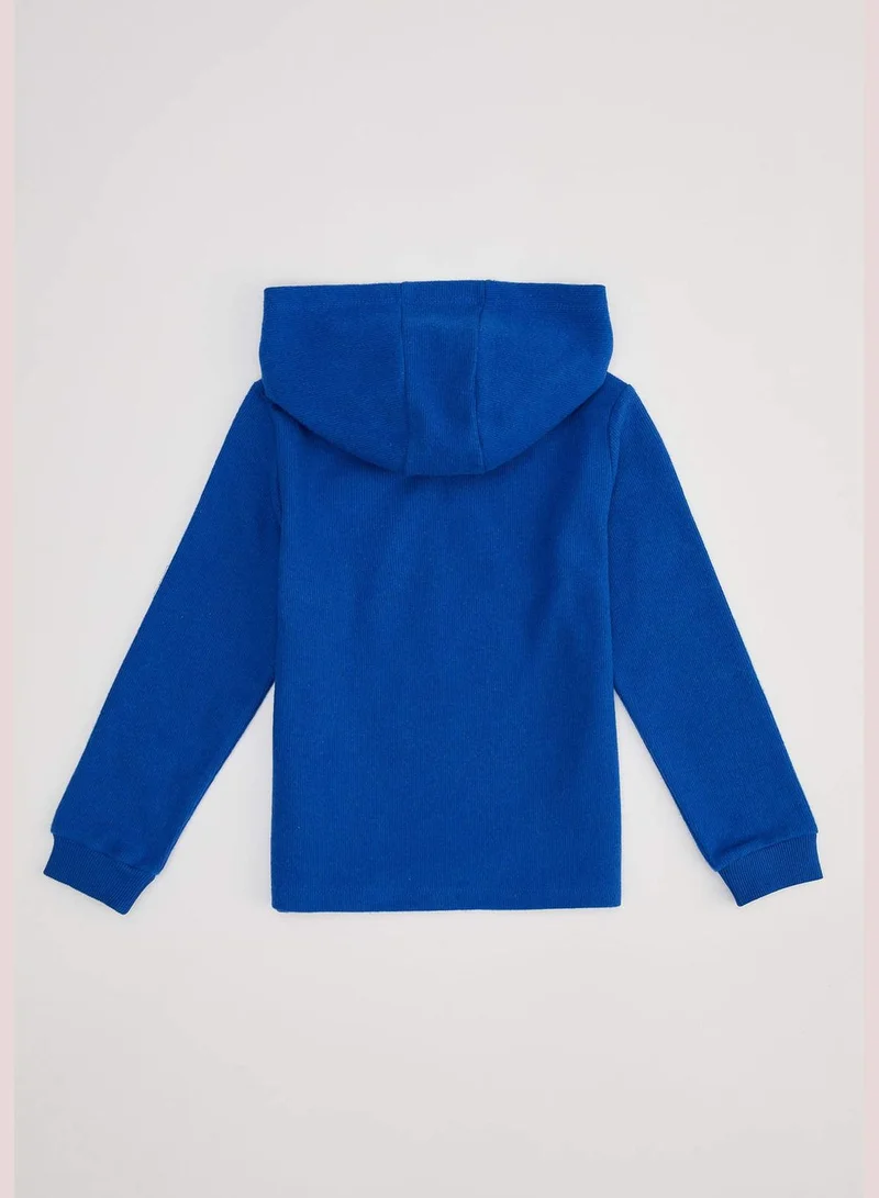 DeFacto Printed Text Thessaloniki Fabric Hooded Sweatshirt