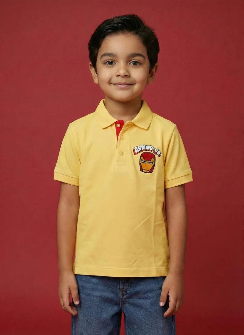 نوتيناتي Nautinati Boys' 100% Cotton Marvel Iron Man Graphic Polo T-shirt