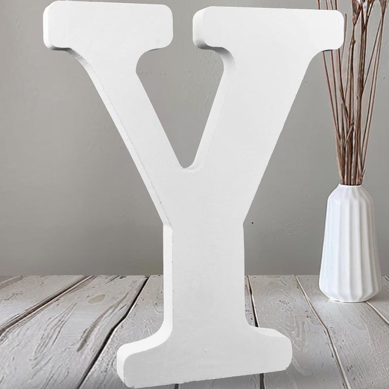 AOCEAN 12 Inch White Big Wood Letters Unfinished Wooden Letters for Wall Decor Decorative Standing Letters Slices Sign Board Decoration for Craft Home Party Projects (Y) - Image 1
