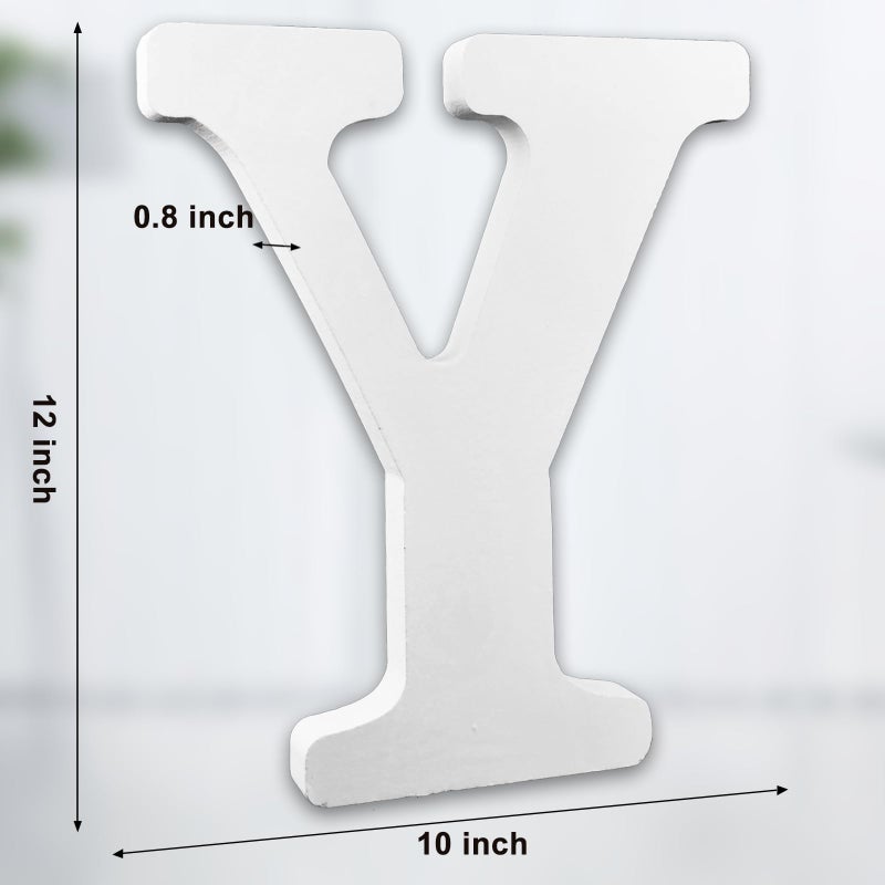 AOCEAN 12 Inch White Big Wood Letters Unfinished Wooden Letters for Wall Decor Decorative Standing Letters Slices Sign Board Decoration for Craft Home Party Projects (Y) - Image 2