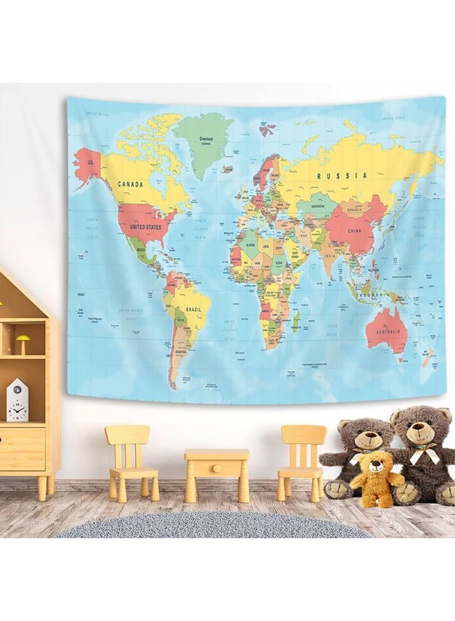 VeiVian World Map Tapestry, World Maps for Wall, Asia Europe South City Topography America Africa Japan Poster Tapestries, Educational Kids Student Map of World for Bedroom Living Room Home Office, 90X70in - Image 5