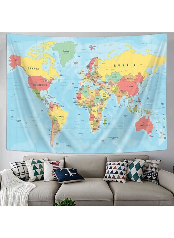 VeiVian World Map Tapestry, World Maps for Wall, Asia Europe South City Topography America Africa Japan Poster Tapestries, Educational Kids Student Map of World for Bedroom Living Room Home Office, 90X70in - Image 2