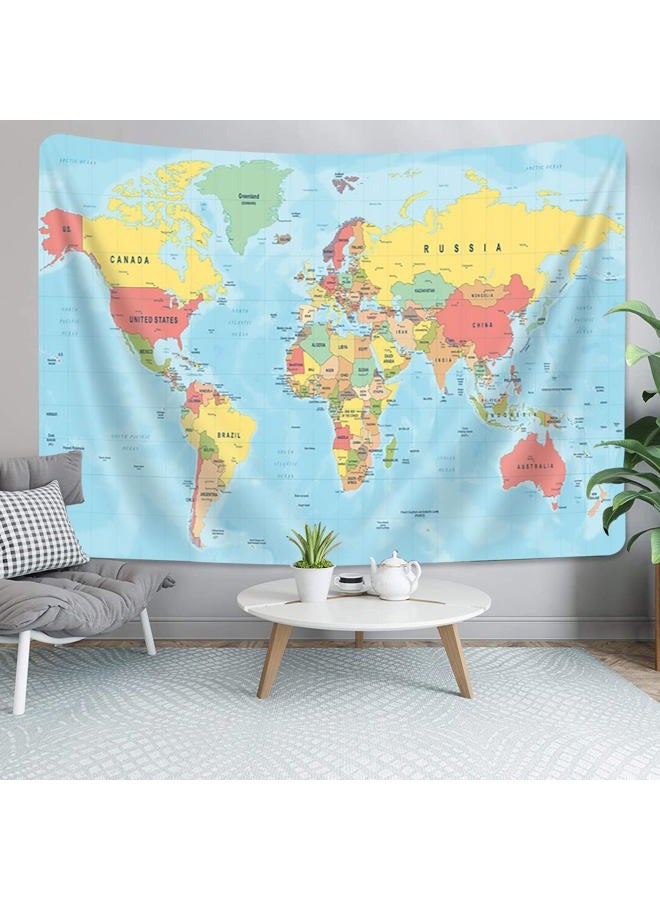 VeiVian World Map Tapestry, World Maps for Wall, Asia Europe South City Topography America Africa Japan Poster Tapestries, Educational Kids Student Map of World for Bedroom Living Room Home Office, 90X70in - Image 3