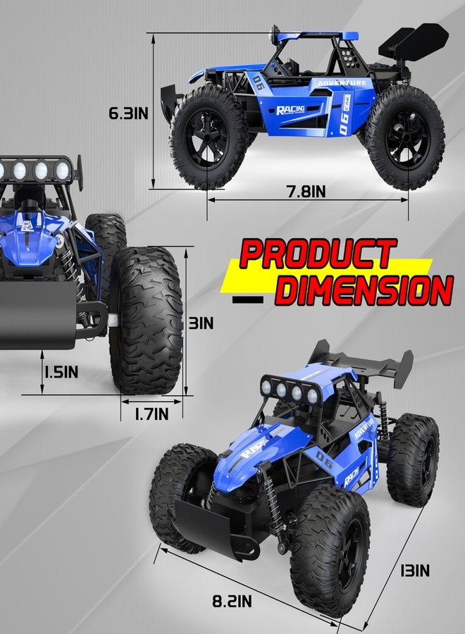 سيارة Qudify RC Monster Truck للأطفال من عمر 4 إلى 8 سنوات، سيارة تحكم عن بعد بمقياس 1:12 بهيكل من سبيكة معدنية، سرعة 25 كم/ساعة (15.5 ميل/ساعة)، سيارة زرقاء سريعة للطرق الوعرة مع وضعين للسرعة وإضاءة LED، لعبة سهلة التحكم بتردد 2.4 جيجاهرتز، هدية مثالية للأولاد - Image 2