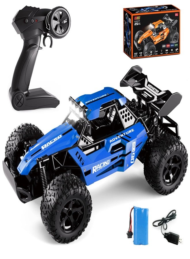 سيارة Qudify RC Monster Truck للأطفال من عمر 4 إلى 8 سنوات، سيارة تحكم عن بعد بمقياس 1:12 بهيكل من سبيكة معدنية، سرعة 25 كم/ساعة (15.5 ميل/ساعة)، سيارة زرقاء سريعة للطرق الوعرة مع وضعين للسرعة وإضاءة LED، لعبة سهلة التحكم بتردد 2.4 جيجاهرتز، هدية مثالية للأولاد - Image 1