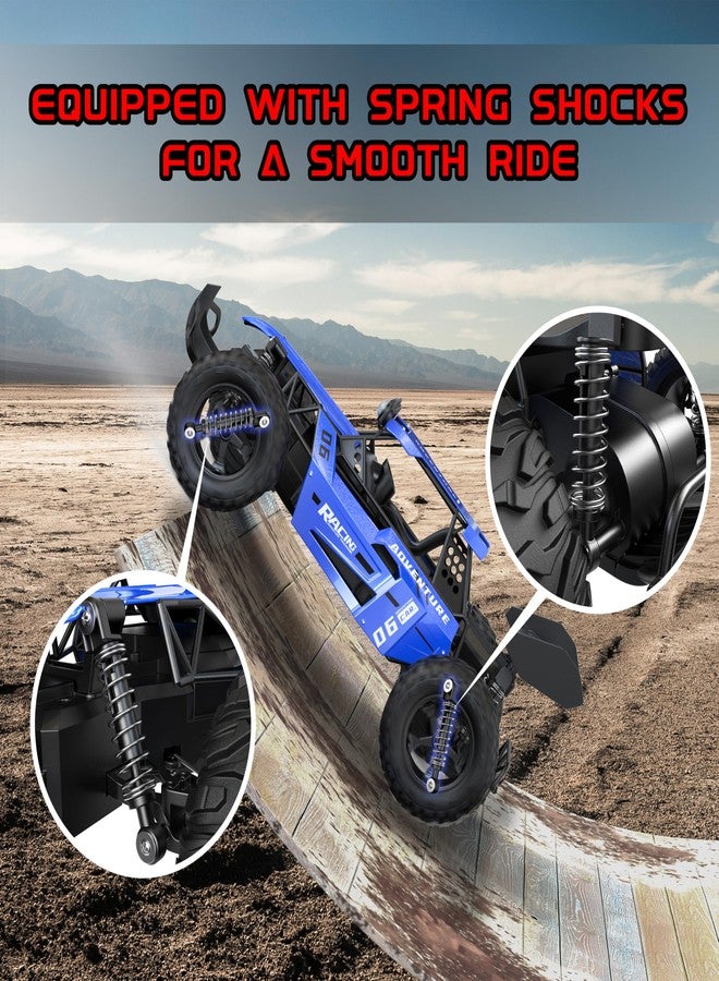 سيارة Qudify RC Monster Truck للأطفال من عمر 4 إلى 8 سنوات، سيارة تحكم عن بعد بمقياس 1:12 بهيكل من سبيكة معدنية، سرعة 25 كم/ساعة (15.5 ميل/ساعة)، سيارة زرقاء سريعة للطرق الوعرة مع وضعين للسرعة وإضاءة LED، لعبة سهلة التحكم بتردد 2.4 جيجاهرتز، هدية مثالية للأولاد - Image 5