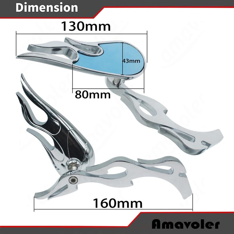 Amavoler Chrome Motorcycle Rearview Side Mirrors for Harley Davidson Models 1990-2022 - Image 2