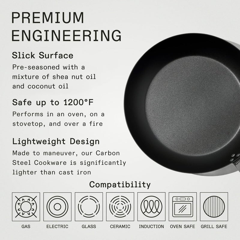 Madein Made In Cookware - Seasoned 12" Carbon Steel Frying Pan - (Like Cast Iron, but Better) - Professional Cookware - Crafted in Sweden - Induction Compatible - Image 3