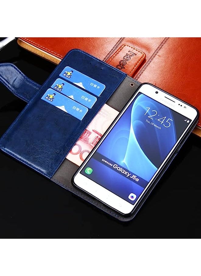 HuHa - HuHa Case Cover Compatible For OnePlus 8T Geometric Stitching Horizontal Flip TPU + PU Leather Case with Holder & Card Slots & Wallet Blue - Image 1