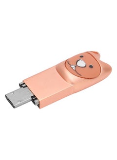 Thoraya Metal cartoon USB flash drive with mobile phone Android adapter Creative USB flash drive two-in-one bidding gift USB flash drive buck teeth rose gold 16G  - Image 3