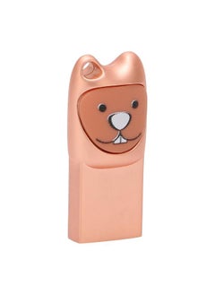Thoraya Metal cartoon USB flash drive with mobile phone Android adapter Creative USB flash drive two-in-one bidding gift USB flash drive buck teeth rose gold 16G  - Image 2