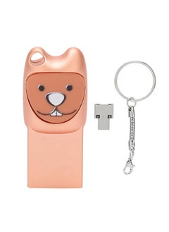 Thoraya Metal cartoon USB flash drive with mobile phone Android adapter Creative USB flash drive two-in-one bidding gift USB flash drive buck teeth rose gold 16G  - Image 1
