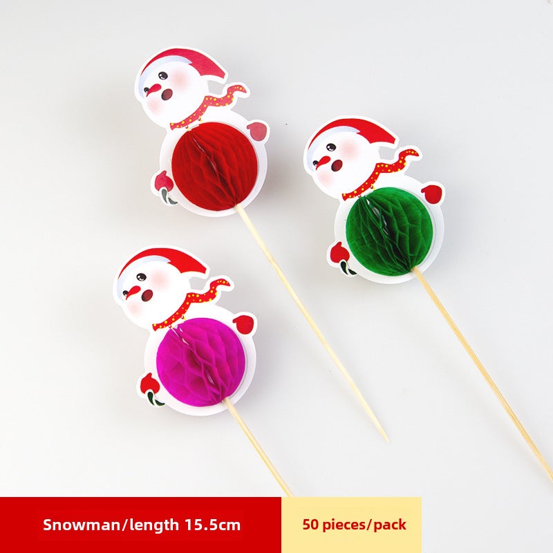Fruit Cocktail Umbrella Picks Decoration Snowman