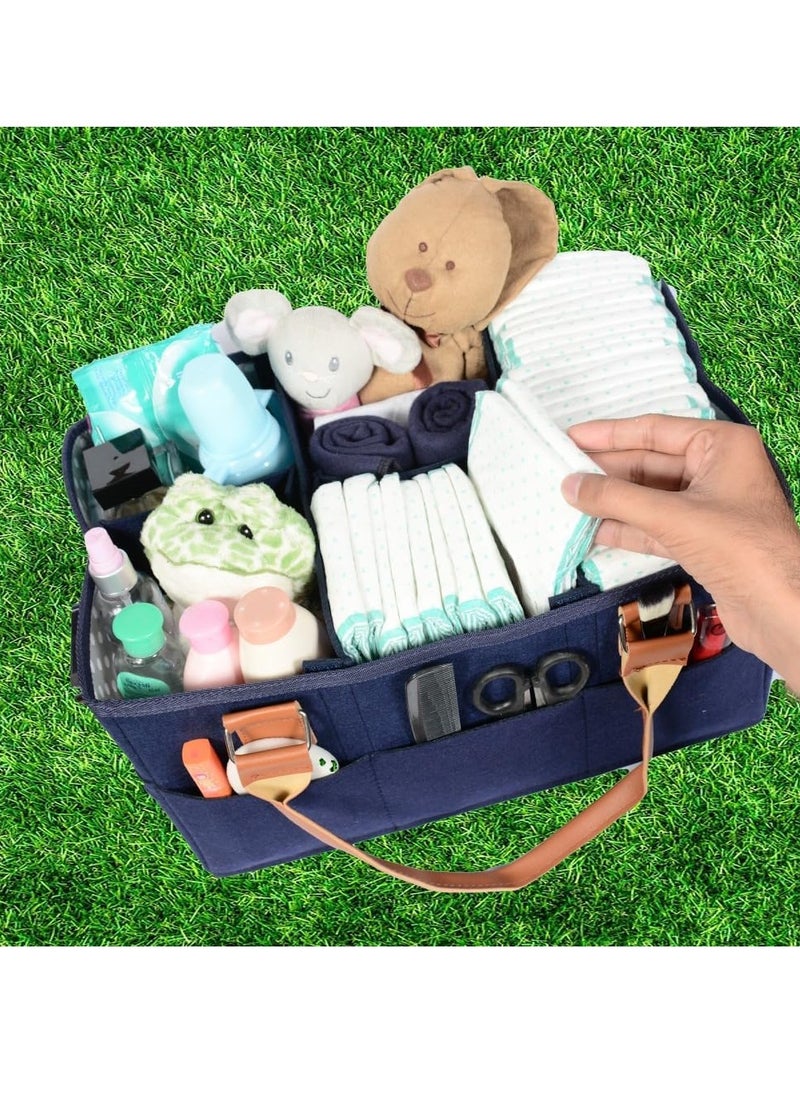 Gonice Baby Nappy Caddy Organiser - Felt Baby Diaper Caddy Nursery Storage Wipes Bag - Nappy Organizer - Baby Gift Accessories - Nwborn Shower Gift (Blue)  - Image 3