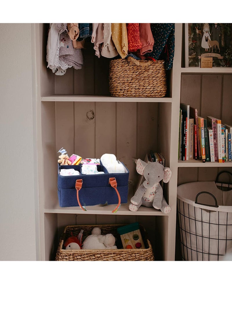 Gonice Baby Nappy Caddy Organiser - Felt Baby Diaper Caddy Nursery Storage Wipes Bag - Nappy Organizer - Baby Gift Accessories - Nwborn Shower Gift (Blue)  - Image 4