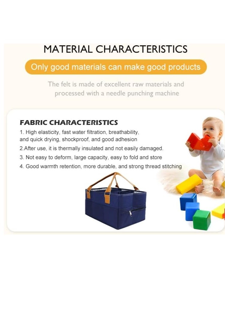Gonice Baby Nappy Caddy Organiser - Felt Baby Diaper Caddy Nursery Storage Wipes Bag - Nappy Organizer - Baby Gift Accessories - Nwborn Shower Gift (Blue)  - Image 5