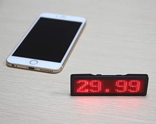 Coolbird Red LED Name Tag, Rechargeable Wireless Bluetooth LED Name Badge Reuseable Price Tag 44x11 Pixels Digital Sign Temperature Display for Restaurant Shop Exhibition Nightclub Hotel - Image 5
