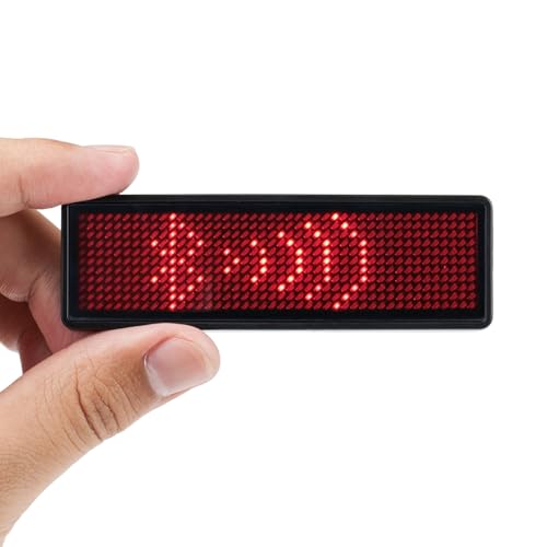 Coolbird Red LED Name Tag, Rechargeable Wireless Bluetooth LED Name Badge Reuseable Price Tag 44x11 Pixels Digital Sign Temperature Display for Restaurant Shop Exhibition Nightclub Hotel - Image 1