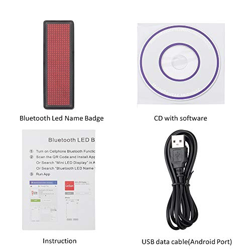 Coolbird Red LED Name Tag, Rechargeable Wireless Bluetooth LED Name Badge Reuseable Price Tag 44x11 Pixels Digital Sign Temperature Display for Restaurant Shop Exhibition Nightclub Hotel - Image 2