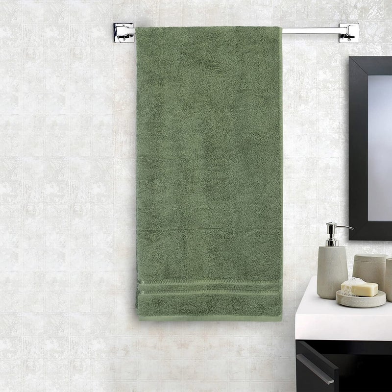Welspun 100 Cotton Bath Towel Quick Dry High Absorbency Attractive Border 380 GSM Green Cotton Towels for Bath - Image 3