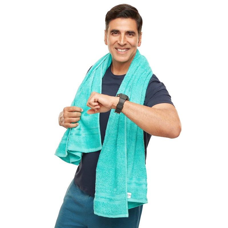 Welspun 100 Cotton Bath Towel Quick Dry High Absorbency Attractive Border 380 GSM Green Cotton Towels for Bath - Image 5