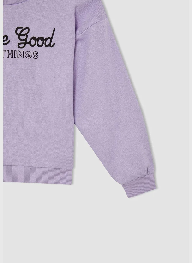 DeFacto Regular Fit Long Sleeve Text Print Sweatshirt