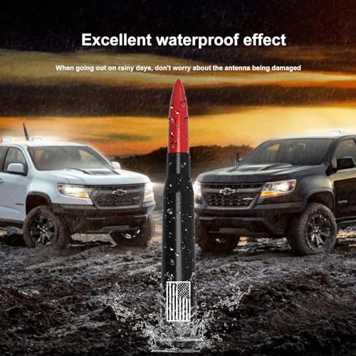 Engirette Car Truck Bullet Antenna with Tire Valve Caps American Flag Universal Short Replacement for GMC Sierra Chevy Silverado Dodge Ram 1500 2500 3500 Ford F150 F250 F350 Super Duty Raptor Accessories, Red - Image 4