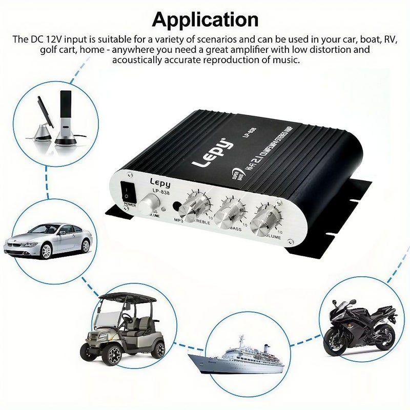 1pc 600W High Power 2.1 Channel Mini Amplifier Hifi Stereo Bass Boost Treble Control 3.5Mm Input Car Home Theater Computer TV Black - Image 1