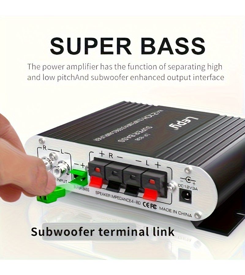 1pc 600W High Power 2.1 Channel Mini Amplifier Hifi Stereo Bass Boost Treble Control 3.5Mm Input Car Home Theater Computer TV Black - Image 5