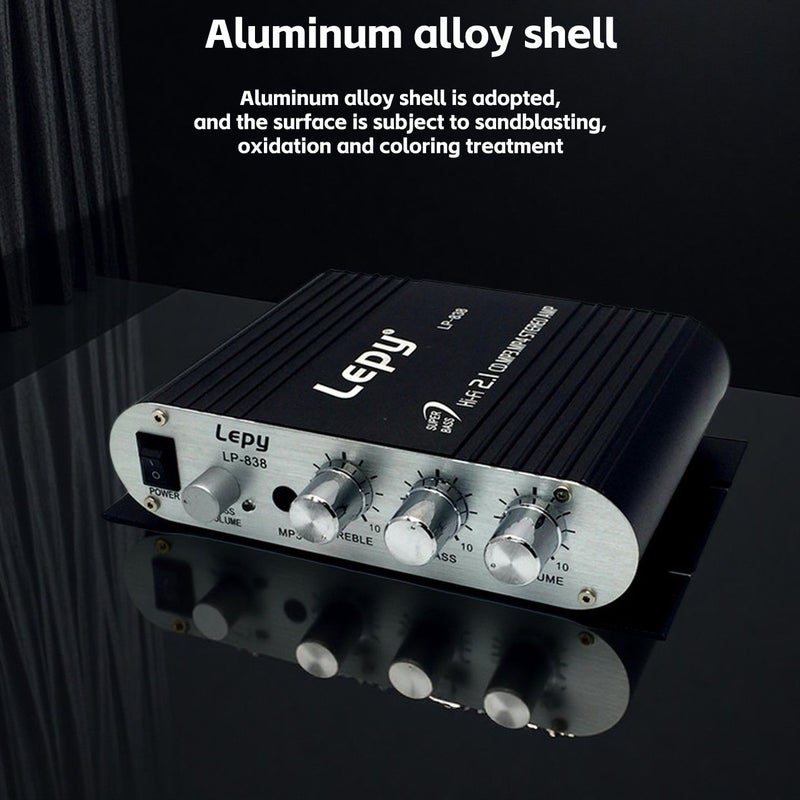 1pc 600W High Power 2.1 Channel Mini Amplifier Hifi Stereo Bass Boost Treble Control 3.5Mm Input Car Home Theater Computer TV Black - Image 4