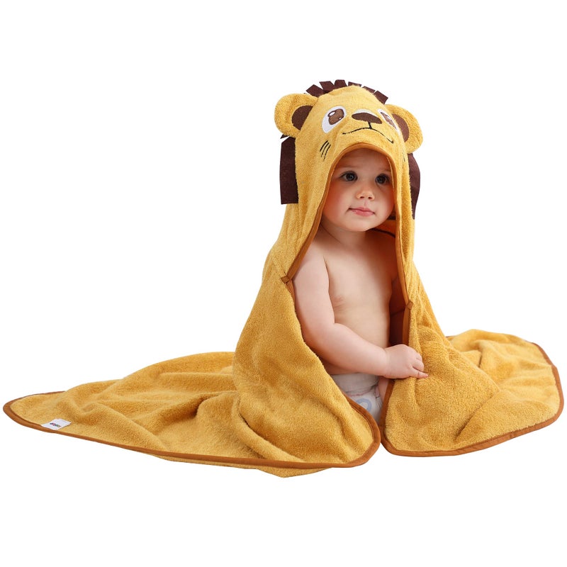 MICHLEY Bamboo Viscose Baby Hooded Bath Towel for 05 Years Boys and Girls 295 x 395 Inch UltraSoft and QuickDrying Infant Bathrobe Lion