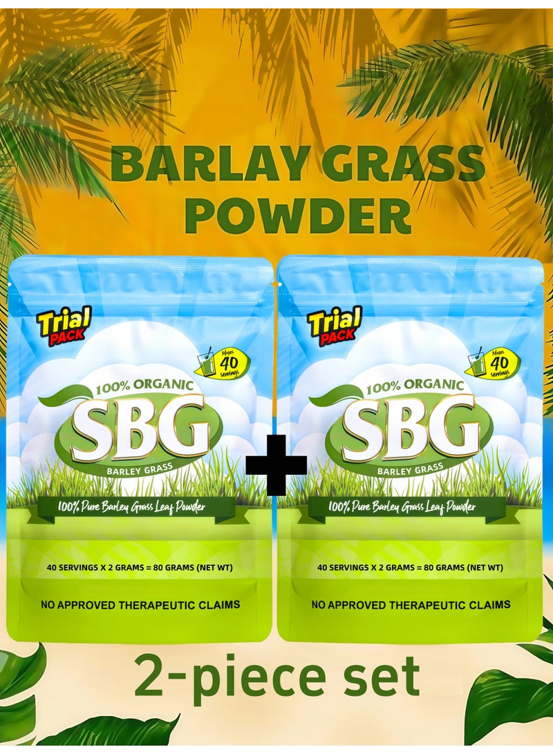  إس بي جي مسحوق عشبة شعير عضوي نقي 80 جرام 2 قطعة 100 بالمائة طبيعي مزروع في أستراليا لدعم الصحة اليومية - Image 1