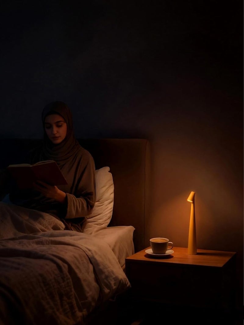 LED Desk Lamp Equipped with Touch Control, Three Colors of Light, Delicate and Modern Design, Suitable for Bedroom, Study Room, Medium Size (Brown, Medium) - Image 4