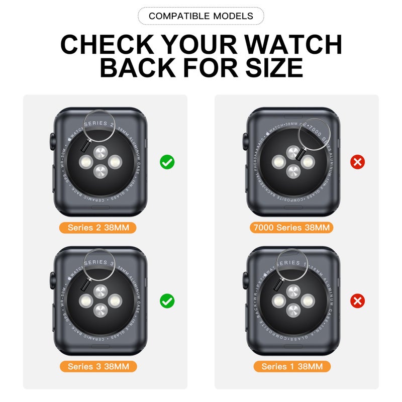 Misxi 2 Pack Hard PC Case with Tempered Glass Screen Protector Compatible with Apple Watch Series 2 Series 3 38mm, Anti-Drop Scratch Resistant Lightweight Cover for iWatch, 1 Blue + 1 Transparent - Image 3