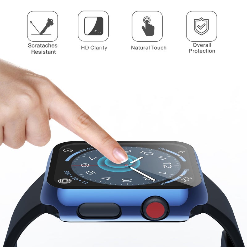 Misxi 2 Pack Hard PC Case with Tempered Glass Screen Protector Compatible with Apple Watch Series 2 Series 3 38mm, Anti-Drop Scratch Resistant Lightweight Cover for iWatch, 1 Blue + 1 Transparent - Image 5