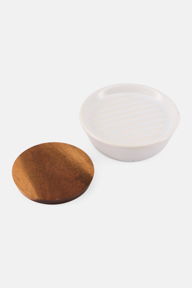 Muy Mucho Stoneware Soap Holder 10,5 x 3 cm, White  - Image 2