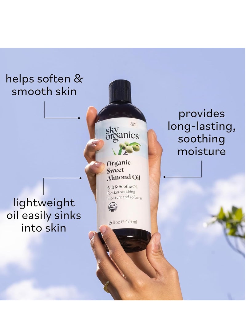 Sky Organics Sky Organics - Organic Sweet Almond Oil, 16 fl oz - Soft & Soothe Oil - Skin Moisturizer - Silky, Lightweight Texture - 100% Pure - Non-Greasy - Natural, Vegan, & Cruelty Free - Beauty & Self Care - Image 2