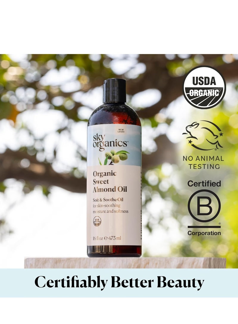 Sky Organics Sky Organics - Organic Sweet Almond Oil, 16 fl oz - Soft & Soothe Oil - Skin Moisturizer - Silky, Lightweight Texture - 100% Pure - Non-Greasy - Natural, Vegan, & Cruelty Free - Beauty & Self Care - Image 3