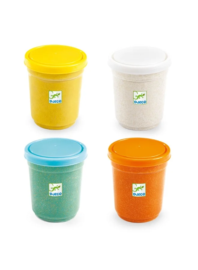 DJECO 4 Pots Glittery Play Dough