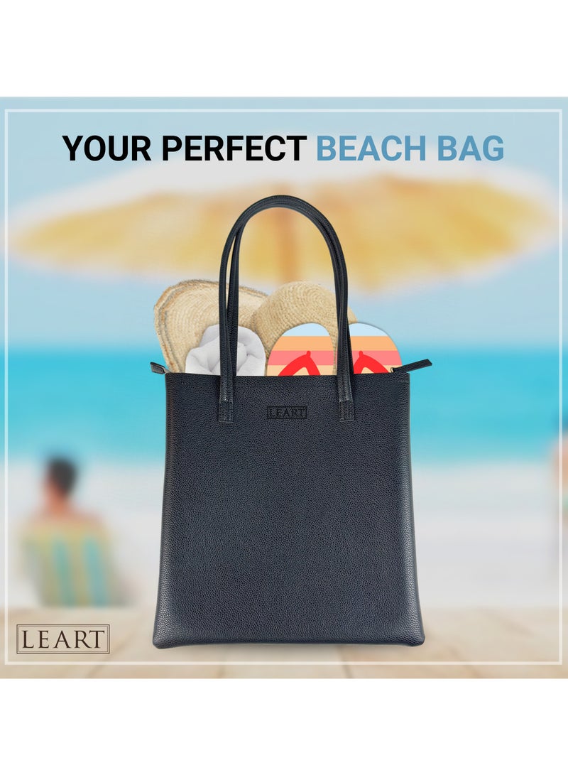 LeArt Tote Bag for Women - Medium, Waterproof, Lightweight Zipper Bag for Women | Tote Bags for Women | Women's Totes | Handbags for Women (Black) - Image 5