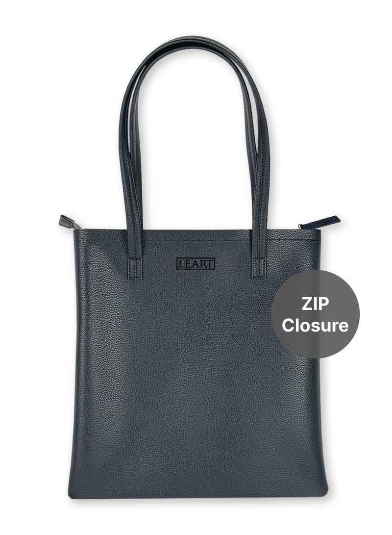 LeArt Tote Bag for Women - Medium, Waterproof, Lightweight Zipper Bag for Women | Tote Bags for Women | Women's Totes | Handbags for Women (Black) - Image 1