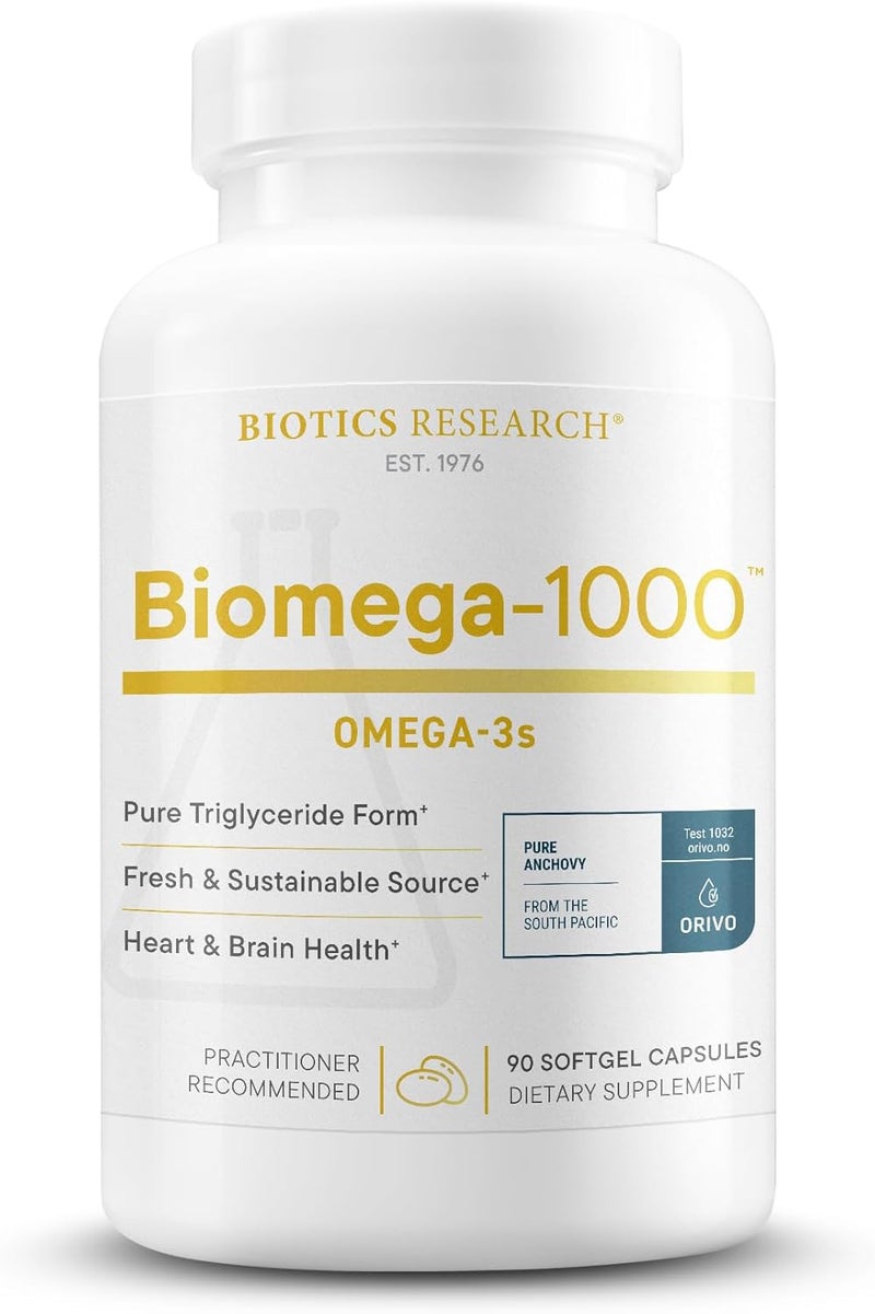 Biotics Research Biomega1000 Omega 3 Fish Oil with EPADHA Omega3 Fatty Acids 1000 mg Highly Concentrated Fish Oil for Women  Men Supports Immune Brain  Heart Health90 Softgels - Image 1